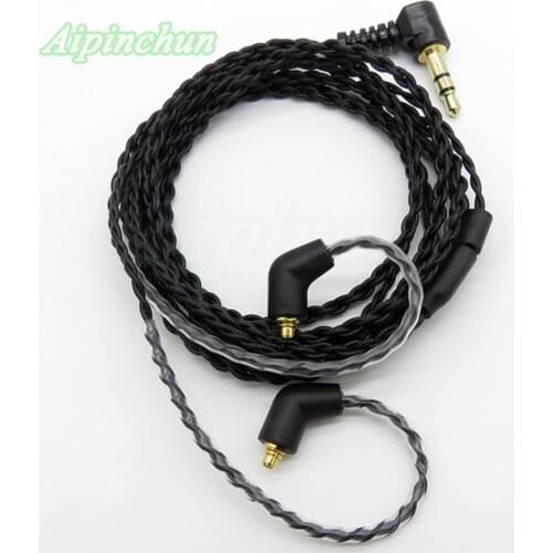 Aipinchun Black MMCX Headphones Cable Replacement for Shure SE215 SE315 SE425 SE535 SE846 Earphone 3.5mm L Bending Jack