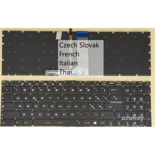 Czech Slovak French Italian Thai Keyboard For MSI GL62 / GL72 7RDX GP62 GP62M GP62MVR GP62VR, GP63 Leopard 8RE White Backlit