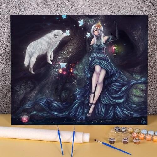 Cartoon Girl Woman Painting By Numbers Set Oil Paints 50*70 Canvas Painting Loft Wall Picture Kids Drawing