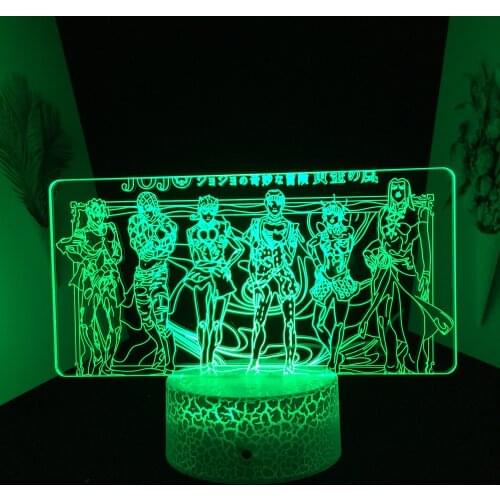 Anime JoJo Bizarre Adventure Figure 3D LED Light for Bedroom Decor Light Birthday Gift LED 3D Lamp Jojo Manga Table Lamp