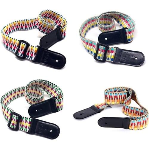 Cotton Guitar Ukulele Strap Adjustable Guitara Straps Belt with PU Leather Ends Guitar Accessories