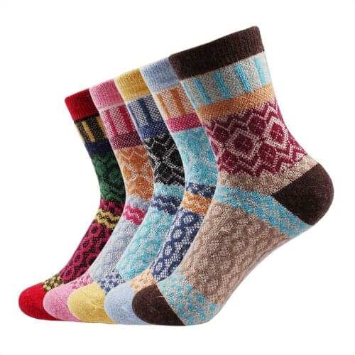 New Winter Thermal Cashmere Socks Women Warm Rabbit Wool Socks Womens Thicken Socks Girl Casual Socks Thick Gift 5 pairs