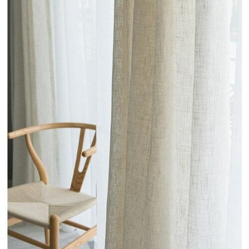 Modern Japanese style linen curtain Thicken gauze curtain contracted bedroom wave window balcony gauze shading window screen