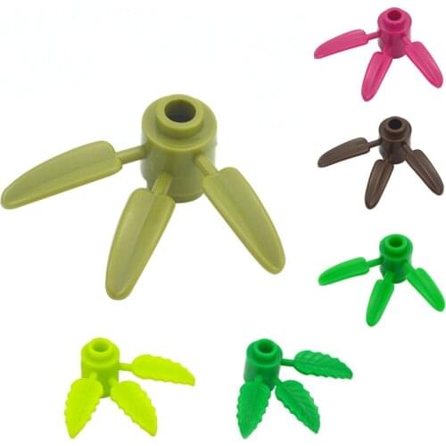 MOC Parts 30176 Round 1 x 1 with 3 Bamboo Leaves Plant Tree Leaf DIY Building Blocks City Creator Bricks Compatible All brand