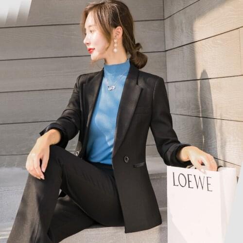 Fashion temperament casual professional women color matching suit hotel overalls insurance lawyer interview small suit two-piece