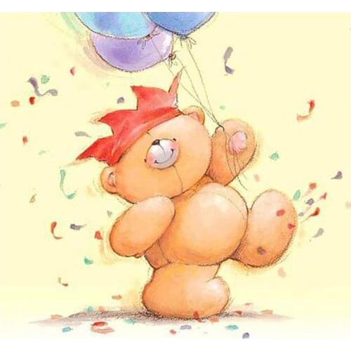 Cartoon Bear With Birthday Balloon Diamond Painting Round Full Drill Nouveaute DIY Mosaic Embroidery 5D Cross Stitch Home Decor