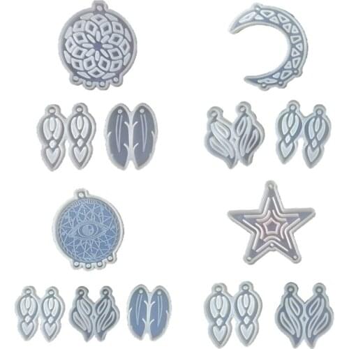 MXME 1 Set Dream Catcher Epoxy Resin Mold Keychain Earrings Casting Silicone Mould