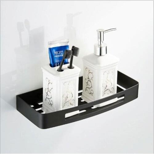 Wall Mounted Square Black Bathroom Shampoo Holder Soap Basket Bath Shower Shelf Soap Basket Holder building material