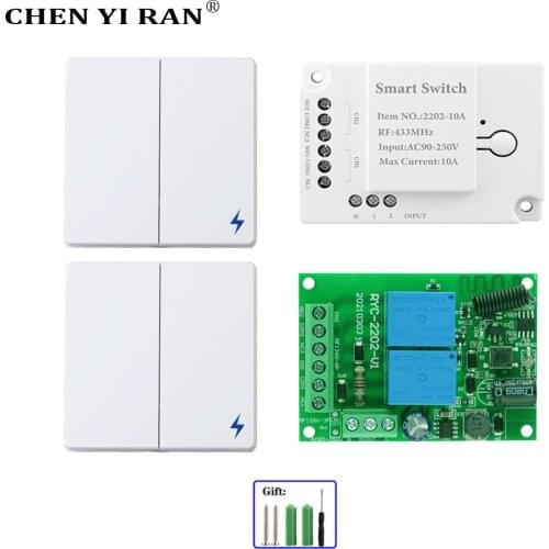 Wall Switch 433Mhz wireless rf 86 wall panel transmitter Safety Switch 2CH and AC 110V 220V relay receiver for Light LED Lamp
