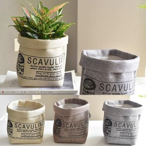 Non-Woven Fabric Flower Pot Creative Desktop Plant Bag Large Capacity Cosmetic Dundry Toy Storage Bag Home Decoration