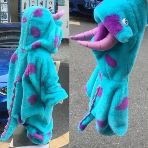 Original Disney Monsters University Sullivan Kigurumi Onesie Cosplay Costume Kid Anime Blue Flannel Warm Party Wear Funny Suit