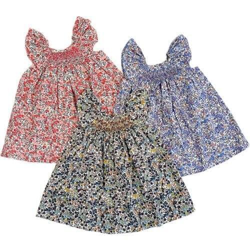 2021 Ins Brand Cotton Summer Linen Clothings Princess Girl Clothes European & America Toddler Kids Girl Dress Baby Girls Dresses