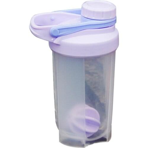 500ML Portable Water Cup Mixer Bottle With Plastic Ball, Outdoor Fitness Protein Powder Shaker Bottles Milkshake Mixing Mugs