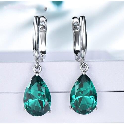 Supply Material 925 Sterling Silver Female Simple Green Emerald Gem