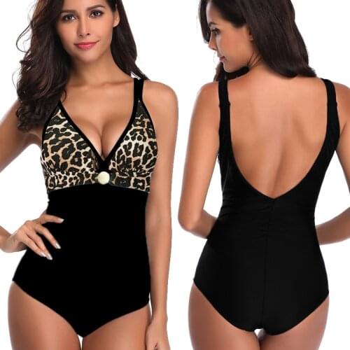 SGCHUA Leopard Swimwear One Piece Plus Size 5XL Womens Swimsuits Mermaid Backless Beach Bathing Suit Big Chest Bather Bodysuit