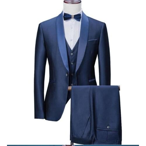 Blue Mans Suits For Wedding Groom Tuxedos Groomsman Suits Dinner Suits Prom Dress Groom Wear штаны мужские (Jacket+Pants+Vest)