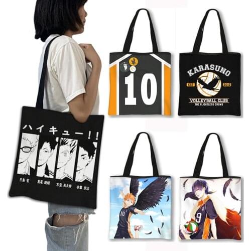 Oya Oya Oya Haikyuu Shoulder Bag Volleyball Anime Haikyuu!! Women Handbag Shoyo Hinata Fly High Girls Tote Bags Shopping Bag