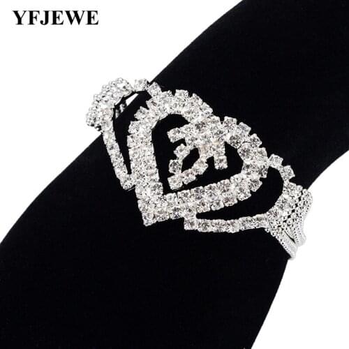 YFJEWE Women Crystal Bracelets Wedding Jewelry Silver Plated White Rhinestone Chain Link Bracelets Bangles Femme Pulseira B193