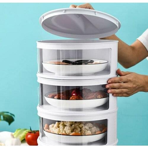 1PC Portable Plastic Food Cover Anti Mosquito Meal Cover Food Insulation Cover Stackable Dustproo Dish Container Kitchen Tools