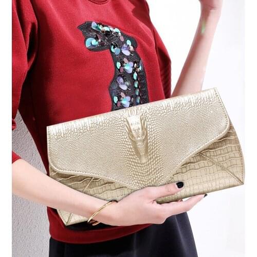 2021 New Design Fashion Crocodile Pattern Big Day Clutches Elegant Small Square Evening Bag For Woman