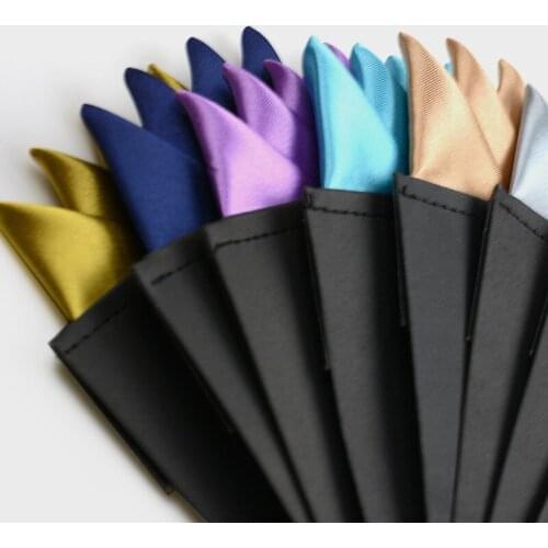 24 Colors Solid Color Pre-folded Pocket Square Vintage Fashion Party Mens Handkerchief Groomsmen Wedding Business Chest Towel