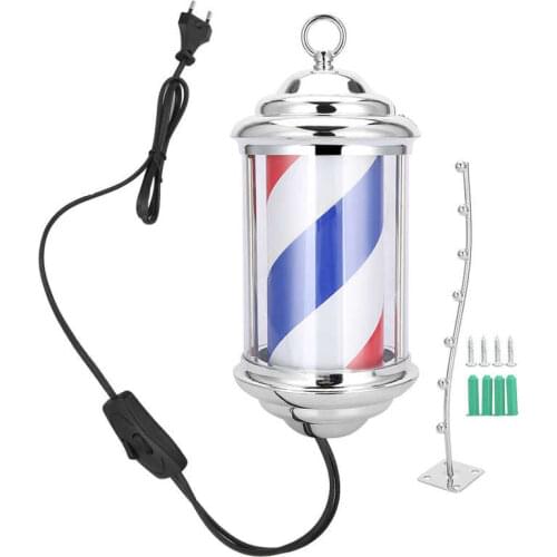 28cm Barber Shop Pole Salon Turn Light Roman Palace European Style Courtyard Retro LED Sign Lamp Rainproof Wall-Mounted Light