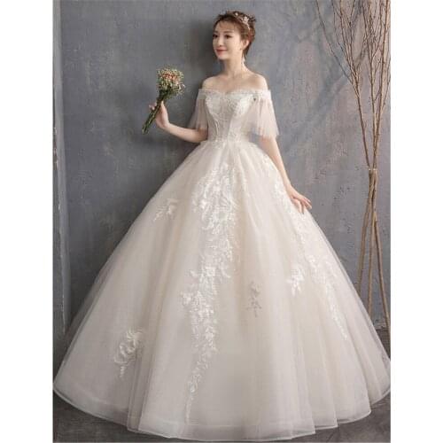 Ball Gown 2021 Wedding Dresses Bridal Dress Ivory luxury Plus Sizes Lace Beautiful Skirt Boat Neck
