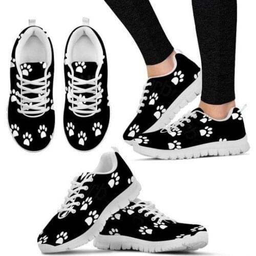 ELVISWORDS Gradient Animal Paws Print Comfotable Ladies Hiking Sports Shoes Womens Casual Lace Up Flat-Shoes zapaotos de mujer