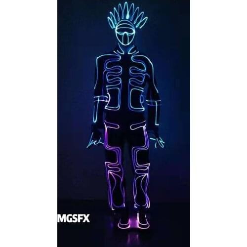 Tron suit legacy costume Cosplay Fiber optical outfit Light up clothing Disco DJ dance show clothes