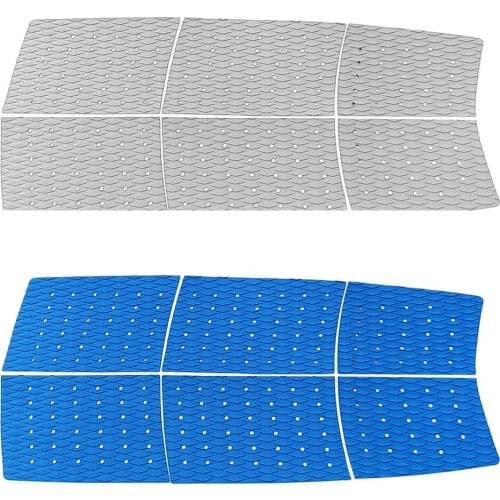 6pcs Surfboard Traction Pad with Strong Adhesive Deck Grip Accessory Decoration Gray