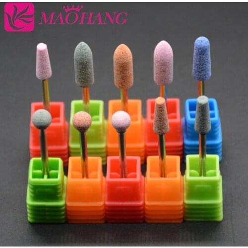 MAOHANG 10pcs/lot ceramic stone nail drill bit milling cutter for electric drill file manicure pedicure machine accessory tools