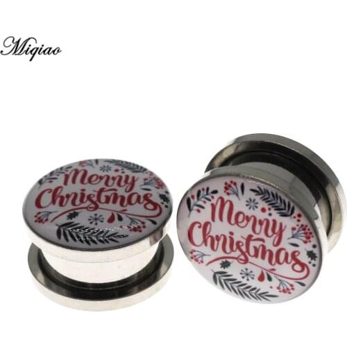 Miqiao 2pcs New Product Red Letter Ear Expander Stainless Steel Pulley Ear Expander Human Body Perforated Jewelry