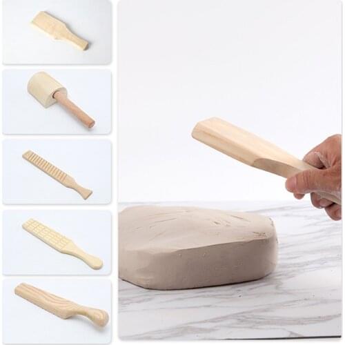 Pottery solid wood clay clapper multifunctional arc groove ribbed texture wood grain clay board forming tool