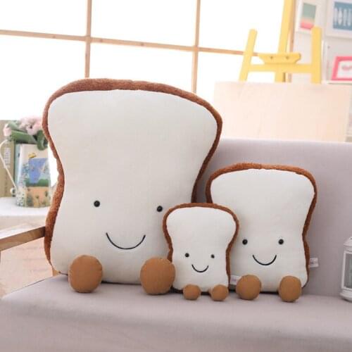 Cartoon Plush Bread Shape Pillow Creative Funny Toast Nap Pillow Sofa Home Decoration Backrest Cushion Kids Toy Birthday Gift