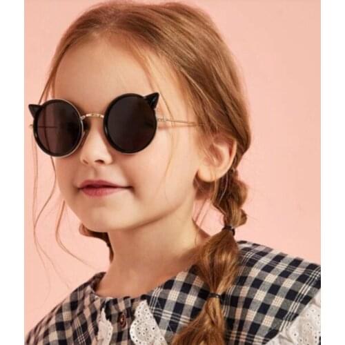 Cartoon Child alloy Cat Ear Baby Sunglasses Uv400 Fashion Cute Child Sunglasses Sunglasses Boys Girls Oculos De Sol Feminino