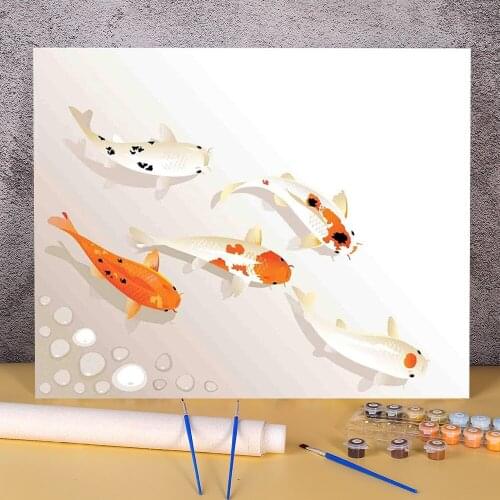 Animal Carp Coloring By Numbers Painting Set Oil Paints 50*70 Canvas Painting Home Decoration For Kids For Drawing Art