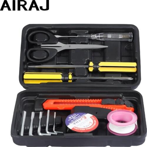 AIRAJ Hand Tool Set General Household Repair Hand Tool Kit with Plastic Toolbox Storage Case
