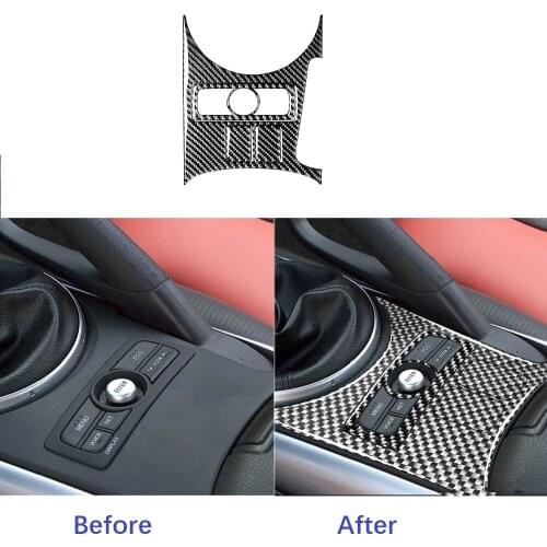 Carbon Fiber Car Interior Decoration Moulding Gear Shift Button Panel Stickers Accessories Fit For Mazda RX8 2004-2008