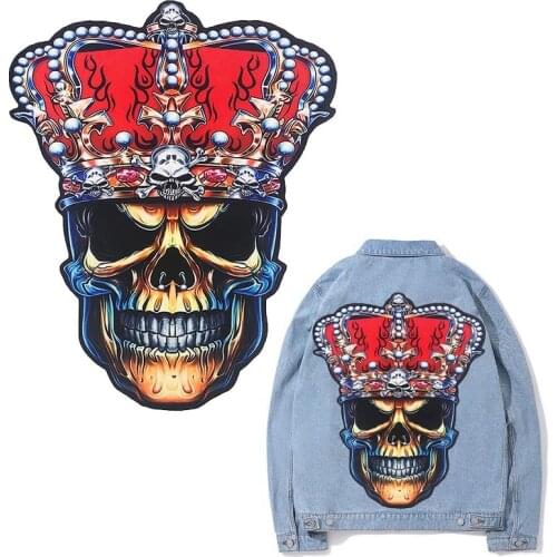 Oversized Fashion Embroidered Printing Clothing Accessories Skull Head Applique Sewing DIY Supplies