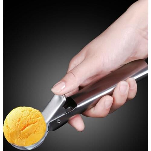 Stainless Steel Ice Cream Scoop Ice Ball Maker Frozen Yogurt Cookie Dough Meat Balls Ice Cream Spoon Tools Watermelon Spoon