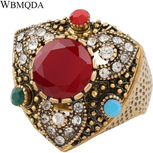 2018 New Arrivals Vintage Triangle Crystal Wedding Rings For Women Bohemian Antique Gold Finger Ring Anel Bijoux Jewellery