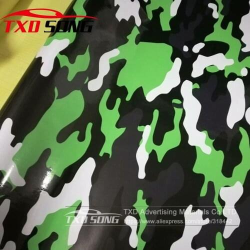 New arrival Car Styling Black white green Camouflage vinyl Matt Black green white Camo sticker Green black white car film