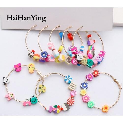 New Beaded Flower Animal Sweet and Cute Hook Earrings Handmade Acrylic Korean Jewelry for Women Girls statement earrings