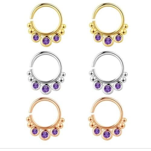 New Trendy CZ Crystal Fake Piercing Nose Rings Non Piercing Septum Rings Nose Hoops For Women Fashion Ear Bone Clip Jewelry