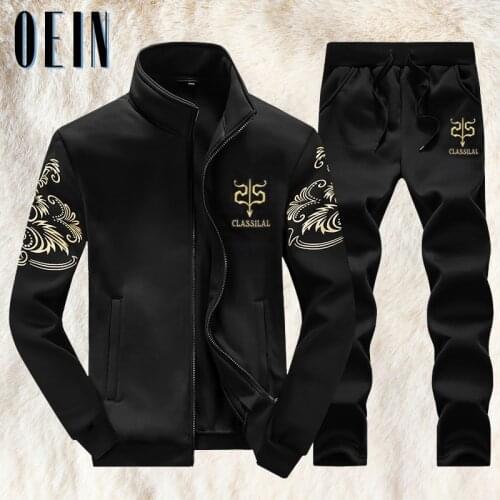 OEIN 2021 New Men Set Autumn Fashion Sporting Suit Brand Zipper Sweatshirt+Sweatpants Mens Clothing 2 Pieces Sets Slim Tracksuit