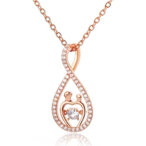 Infinite Water Droplets Zircon Crystal Pendant Necklace For Women Rose gold Stainless Steel Charm Choker Jewelry Couple Gifts