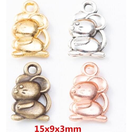 70 pieces of retro metal zinc alloy mouse Pendant for DIY handmade jewelry necklace making 8106