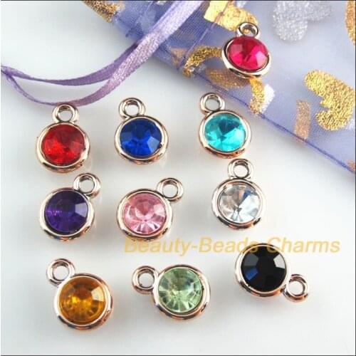 30 New Round Charms Mixed Acrylic UV Round KC Gold Color Pendants 11x15mm