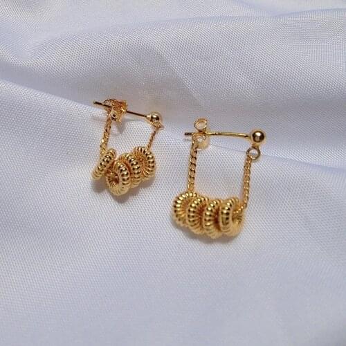Retro 14K Yellow Gold Earring Jewelry Women Luxury Rear Hanging Earrings Women Aros Mujer Oreja 14K Gold Bizuteria Orecchini