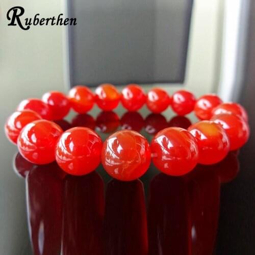 Ruberthen A Garde Genuine Brazil Carnelian Stone Bead bracelet for Men 12 MM Natural Gem Stone Bracelet